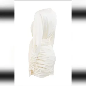 NWOT House of cb, Ivory Draped Satin Dress Size M US 6-8 thumbnail 4