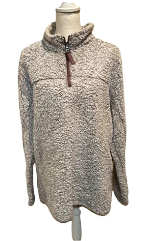 True Grit‎ Frosty Tipped Sherpa Pullover Women's Large Gray 1/4 Zip Fleece Soft thumbnail 1