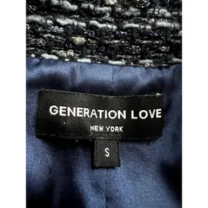 Generation Love Eliza Tweed Blazer Jacket in Navy Blue Melange Size S thumbnail 5