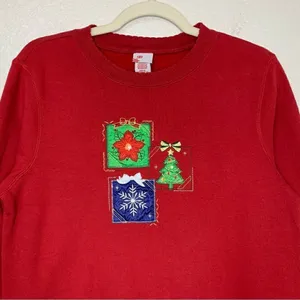 Holiday Editions Embroidered Christmas Women’s Red Sweater, Sz Small thumbnail 2