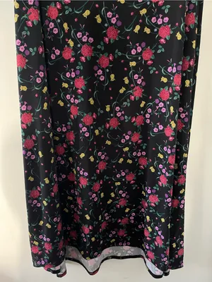 LuLaRoe Black Pink Floral Maxi Skirt XL Elastic Waist Stretchy Cottagecore Romantic thumbnail 3