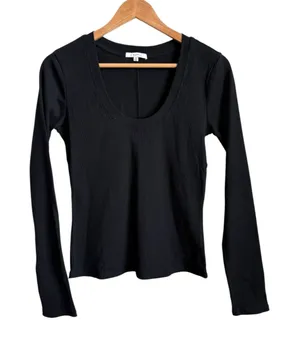 Z Supply Sirena Rib Long Sleeve Scoop Neck Tee Black Women's Medium thumbnail 1
