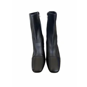 Free People Black Supple Leather Square Cap Toe Block Heel Ankle Boots‎ Size 10 thumbnail 4
