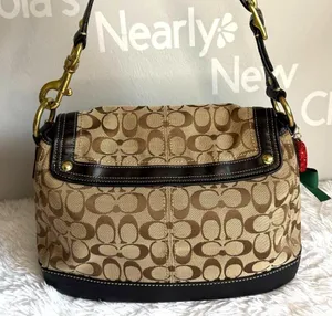 y2k COACH Black Brown Khaki Signature Legacy Flip Turnlock thumbnail 2