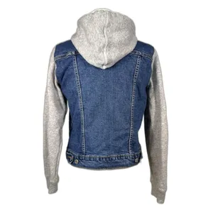 Levi's Hybrid Original Denim Sweatshirt Hoodie Trucker Jacket Medium Blue Gray thumbnail 2