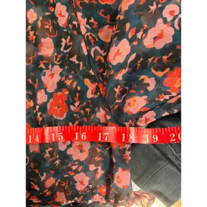 THE Korner Floral Chiffon Ruffle Neck Mini Dress Red Pink Navy Size S 9229151‎ thumbnail 4
