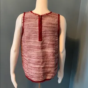 ANTHROPOLOGIE Vanessa Virginia Indira Red Striped Sleeveless Shirt Top thumbnail 5