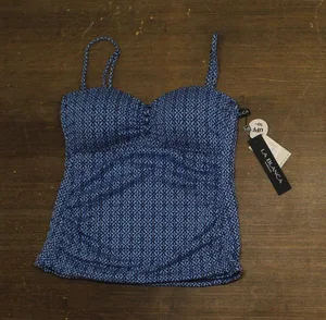 La Blanca Womens Charmed Coast Tankini Swimsuit Top LB5SB86 Chambray Blue 8 thumbnail 1