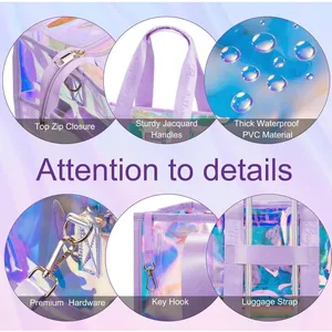NWT Bagstellar Iridescent Clear Beach Tote Bag 4-Piece Waterproof Phone Kit thumbnail 6