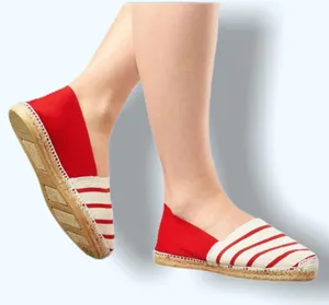 Cousu Main Classic flat Red & Ivory espadrilles White Size 8 thumbnail 1