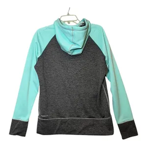 Nike Therma-Fit Hoodie Womens L Gray Mint Fleece Pullover Thumbholes Sweatshirt thumbnail 3