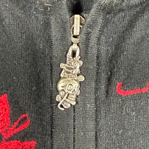 Ed Hardy Christian Audigier Black Red Embroidered Zip‎ Hoodie Skull Dagger L thumbnail 4
