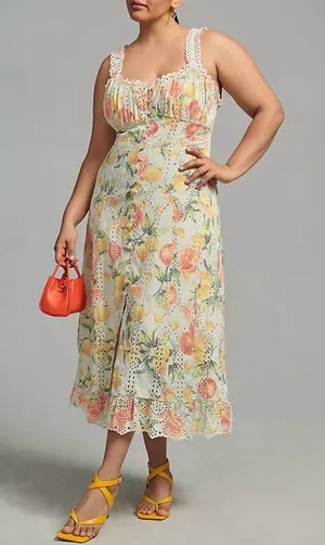 By Anthropologie Ruffled Eyelet Dress thumbnail 1