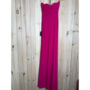 NWT Lulus Epitome of Allure Fuchsia Mesh Strapless Ruched Maxi Dress Gala Sz XS thumbnail 6