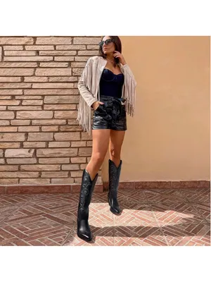 NEW Cowboy Knee-High Cowgirl Pointy Toe Chunky Heel Embroidered Boots 7.5 thumbnail 2