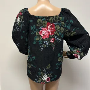 NWT Loft Long Puffed Sleeve Puckered Floral Top thumbnail 7