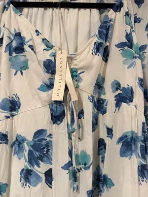 lovestitch so charming White Mini Dress with Blue Floral Print‎ l NWT thumbnail 4