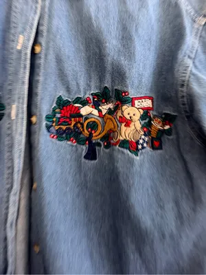 Bobbie Brooks Light Blue Denim Button-Front Shirt with Embroidered Appliqué thumbnail 2