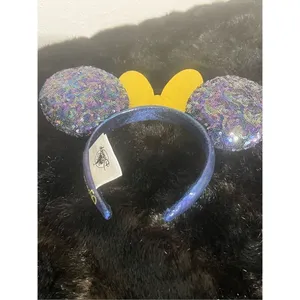 Disney Parks Gold Bow 50th Anniversary WDW Minnie Ears Jeweled Headband thumbnail 3