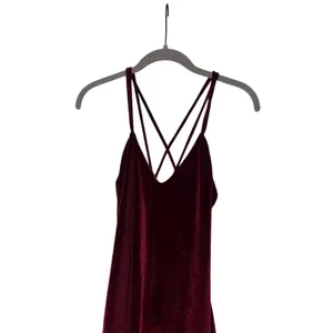 Burgundy Velvet Strappy Midi Dress thumbnail 3