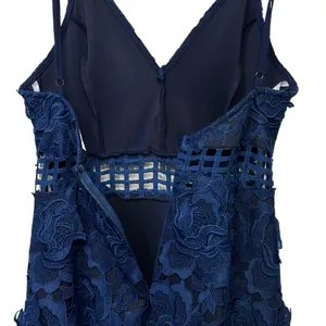 LOVERS + FRIENDS‎ Maren Navy Lace Ruffle Mini Dress Womens Size Extra Small XS thumbnail 8
