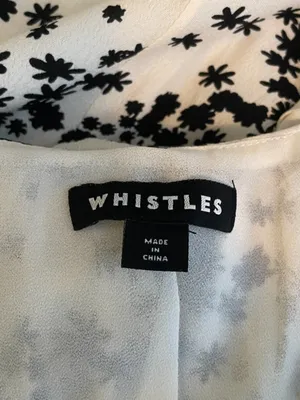 Whistles Women 4 White Black Floral Print Maxi Dress Button Front Ruffle Summer thumbnail 8