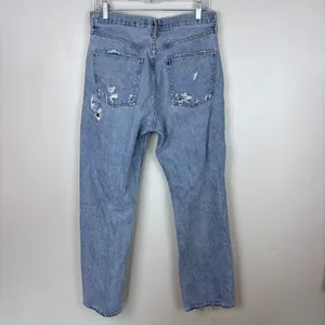 AGOLDE 90's Jean Blue Destroyed Denim Button‎ Fly Ripped Statement Size 28 thumbnail 6