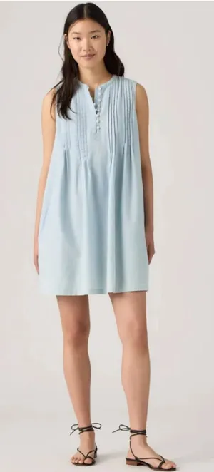 Levi's Sleeveless Linen Marianne Dress Women's Size S Light Blue thumbnail 1