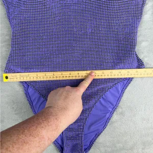 Aerie Lurex Crinkle Babewatch One Piece Swimsuit Purple Size XL thumbnail 6