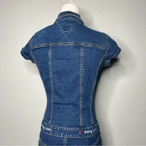 90s Vintage Tommy Hilfiger Short Sleeve Button Front Denim Mini Dress thumbnail 7