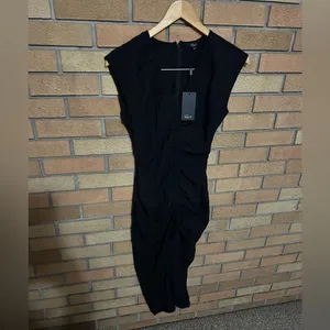 NWT Rails Auren V-Neck Ruched Slit Midi Dress Black Size XS thumbnail 4