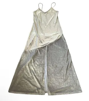 Leith Beige Metalic High Slit Maxi Dress(Size Medium) thumbnail 3