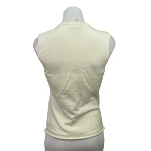 Lioness Cream Sleeveless Knit Button Down Crew Neck Cardigan Vest Top Size M thumbnail 3
