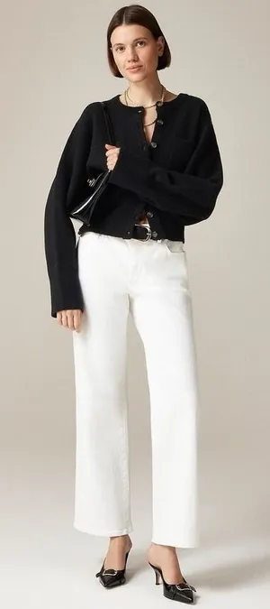 NWT!! J. CREW Lower Rise‎ Full Length Slim Wide Jeans Solid White Retro Size 24 thumbnail 1