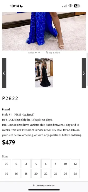 Breeze Boutique Prom Dress Blue Size 0 thumbnail 3