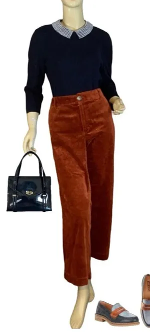 Loft Burnt Orange Cropped Wide Leg Corduroy Pants (10) thumbnail 1