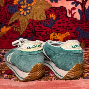 Vintage Y2k Green and White Platform Sketchers Active thumbnail 3