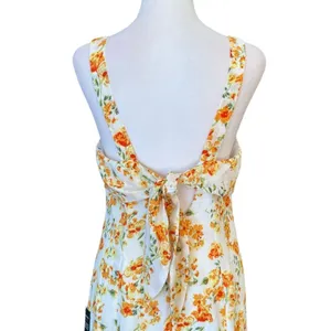 Lulus Day Date Tie Back White Orange Floral Mini Dress Womens Size Large New thumbnail 7