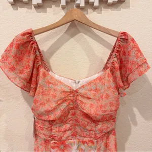 Lost + Wander Sunnyville Midi Dress in Orange Multi Floral OS NWT thumbnail 3