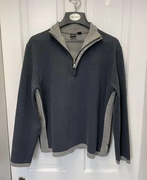 Hugo Boss Gray Pullover Quarter Zip Sweater thumbnail 1