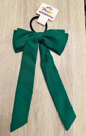 green Pastel Collection brand ribbon bow ponytail holder new thumbnail 1