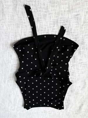 Polka Dot Ruched Boat Neck Tie Back Tank Top 🐚 Size Large thumbnail 2