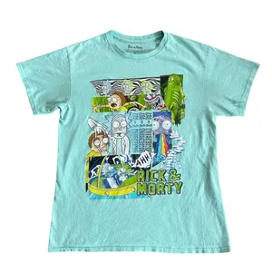Cartoon Network Rick & Morty Adult Mint Green T-Shirt size Medium thumbnail 1