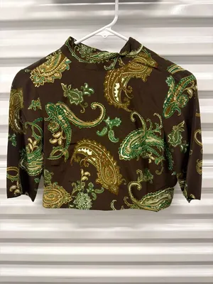 Hemant & Nandita Boxy Top Dark Brown Womens Size XS thumbnail 4