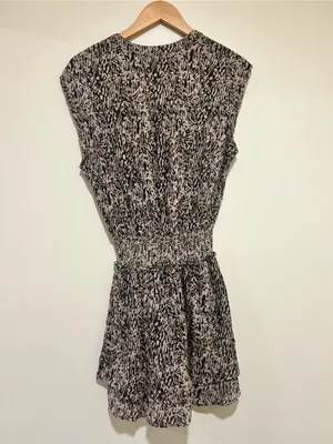 Rails Angelina Smocked Mini Dress Tan Cheetah Print Size Small thumbnail 6
