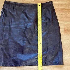 Vintage Made in Canada dark brown Genuine Leather Skirt 8 / M thumbnail 7