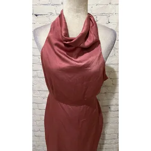 Cider Mauve Satin Elegant Halter Low back Formal Party Gown Dress Size Large thumbnail 2
