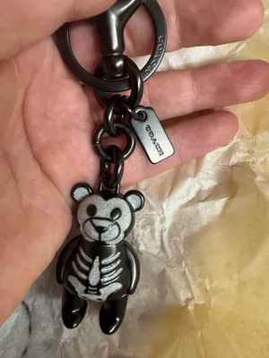 Coach Skeleton Bear Bag Charm/Keychain In Black Gunmetal 6072 thumbnail 1