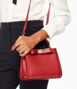 Authentic Kate Spade leather small kisslock 2 compartments Crosby /satchel thumbnail 1
