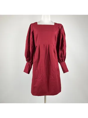 NWOT Farm Rio Cotton Long Sleeve Bow Tie Open Back Mini Dress Red Sz S thumbnail 3